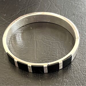 Sterling Silver Onyx Clamp bracelet